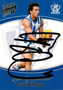 Signed 2014 NORTH MELBOURNE KANGAROOS AFL Card LEVI GREENWOOD - Picture 1 of 2