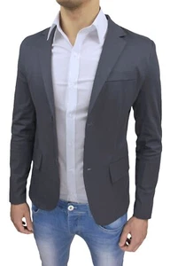 Herren Jacke Slim Fit Dunkelgrau Elegant Blazer 100% Baumwolle Made in Italy - Bild 1 von 3