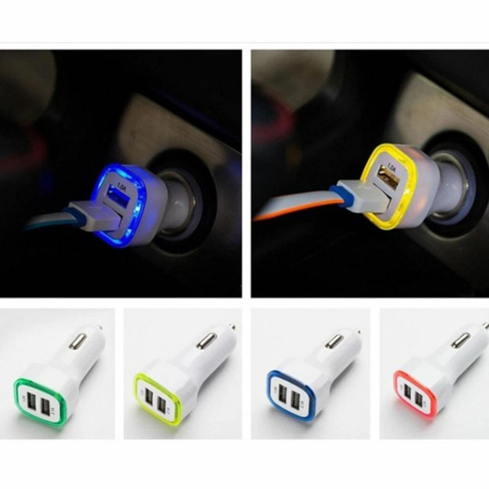 ОПТОВЫЙ ЛОТ 100 X LED света двойной USB автомобильное зарядное устройство прикуривателя гнездо новый - Изображение 1 из 4