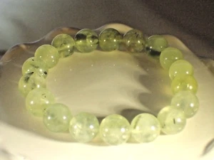 ELEGANT NATURAL ROUND 10-11mm ROUND BEAD GREEN PREHNITE STRETCHABLE BRACELET#629 - Picture 1 of 2
