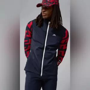NUEVO CON ETIQUETAS J. Lindeberg Chaleco Hombre Negro Ceniza Ligero Embalable Cremallera Completa - Talla Pequeña - Imagen 1 de 13