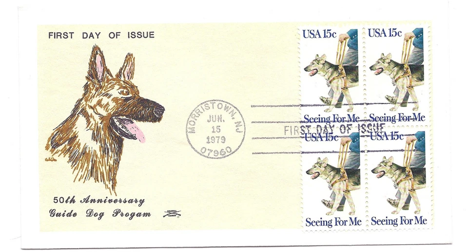 1787 Seeing Eye, Guide Dogs, Colonial, block of 4, FDC - Image 1 of 1