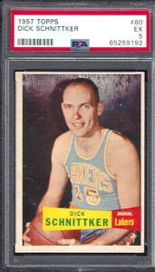 1957 TOPPS #80 DICK SCHNITTKER ROOKIE SP MINNEAPOLIS LAKERS 192 - PSA EX 5 - Picture 1 of 2