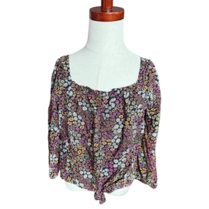 Youth Girls SO Floral Print Airy Knot Front Top - Sz S ( 7 ) - Picture 1 of 1