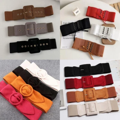 Damen Breit Dehnbar Gürtel Mode Gummibund Gurt Band Gürtel Kummerbund  / - Bild 1 von 4