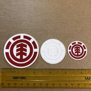 ELEMENT SKATEBOARDS TREE STICKER Element Red White Round Set of 3 - Picture 1 of 7