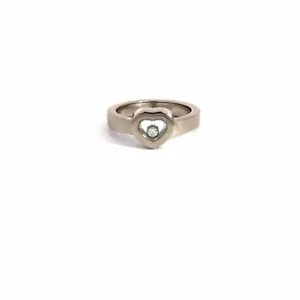 Anillo CHOPARD Oro Blanco 18k Diamante Flotante Corazón Banda Talla 6.5 - Imagen 1 de 7