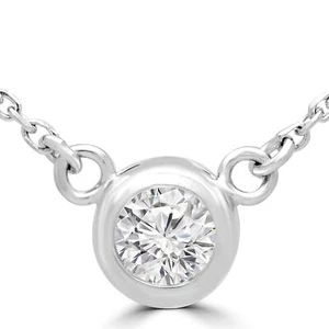 0,25 KT Runde VS1 F Diamant Einfassung Set Halskette 14K Weißgold - Bild 1 von 5