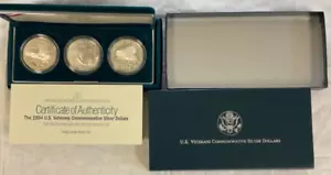 1994-P U.S. Veterans Commemorative Proof Silver Dollars 3-Coin Set - Picture 1 of 7