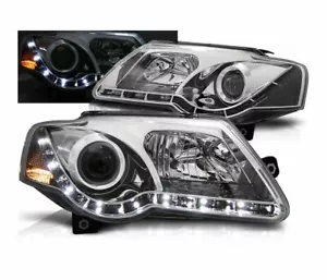 faros para VW PASSAT B6 3C 2005 2006 2007 2008 2009 2010 luz diurna cromada LHD - Imagen 1 de 1
