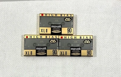 Lote de 3 NUEVO Maxell XLII 90 Mins Premium Audio Cassette Cinta CrO2 Tipo II SELLADO Foto 1 de 3