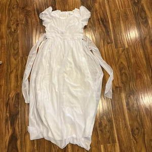 Elegant White Dress with Ruffled Sleeves and Tie Waist - Picture 1 of 2