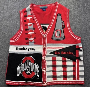 Vintage Collegiate Eagle's Eye Ohio State Buckeyes Strick Cardigan Pullover Weste Einheitsgröße XL - Bild 1 von 14