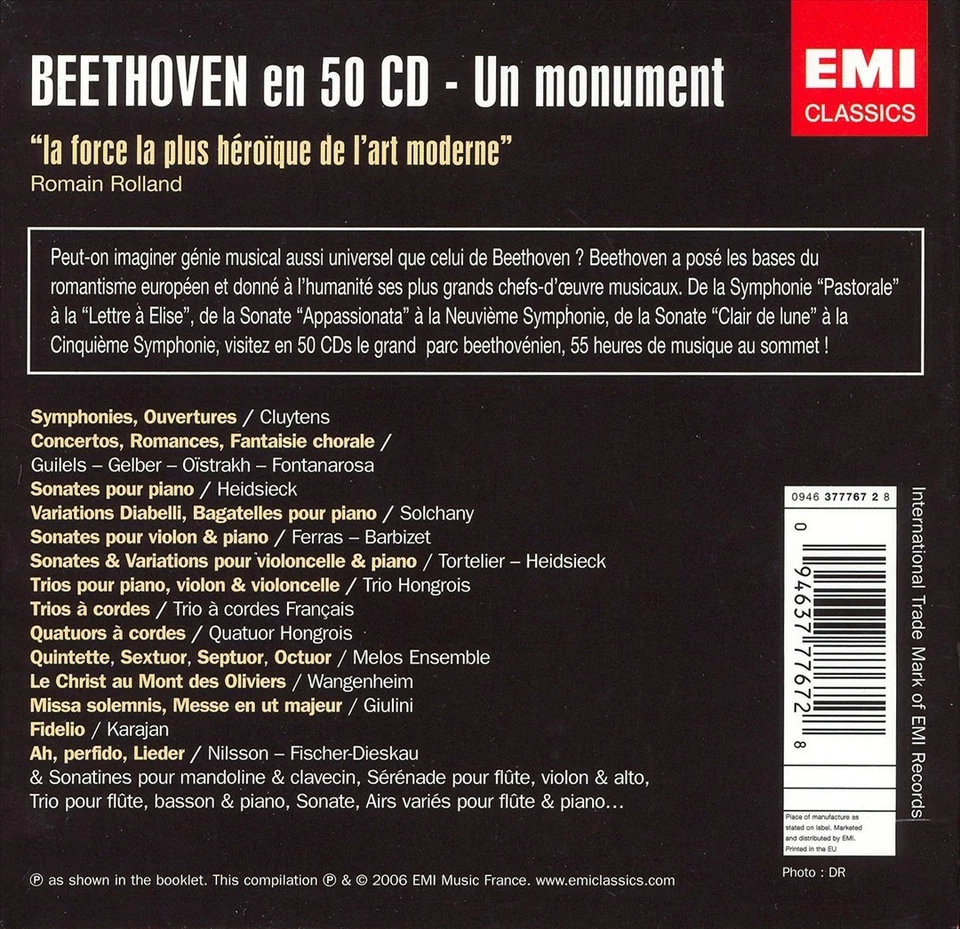 Les chefs d'Oeuvre de Beethoven [Box Set] (CD, Jun-2007, 50 Discs, EMI Classics)
