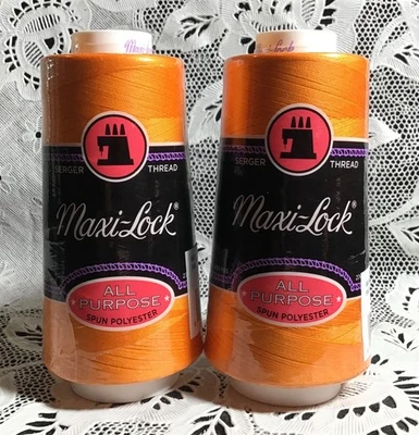 NEW 2 Orange maxi-lock 3000Yd spools 100% polyester overlock sewing thread - Image 1 of 3