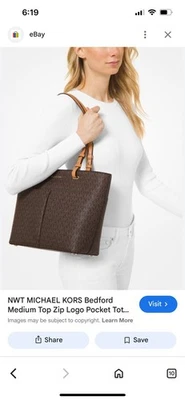 Bolso de Mano Michael Kors Bedford Mediano en Cuero Marrón para Mujer’s Foto 1 de 4