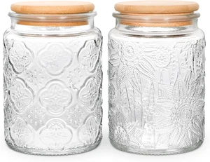 Vintage Glass Jar 2 Pack, 24oz Airtight Food Storage Containers. - Picture 1 of 9