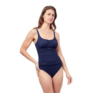 TRAJE DE BAÑO DE UNA PIEZA CAMPESINO FRUNCIDO PERFIL DE GOTTETEXTUTTI FRUTTI azul marino 8 - Imagen 1 de 5