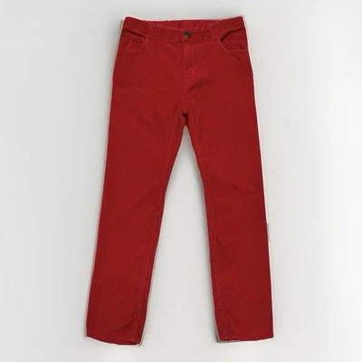 Jeans H&M 8-9Y Rojo Vacaciones Oscuro Algodón Pana Calce Ajustado Botón Mosca Ajustable Cintura Foto 1 de 4