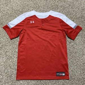 Under Armour Youth 1/4 Button Jersey Sz. YL NEW 1325668-635 Red/White - Picture 1 of 2
