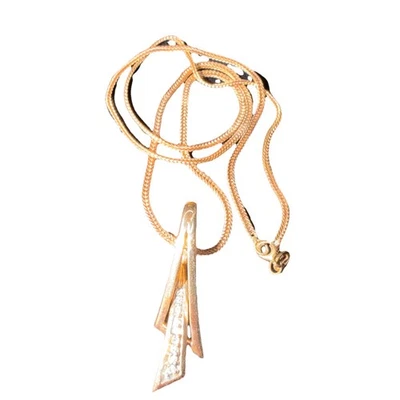 Cadena italiana de oro macizo de 14K y colgante con detalles de diamantes - Probado - Diseño elegante Foto 1 de 4