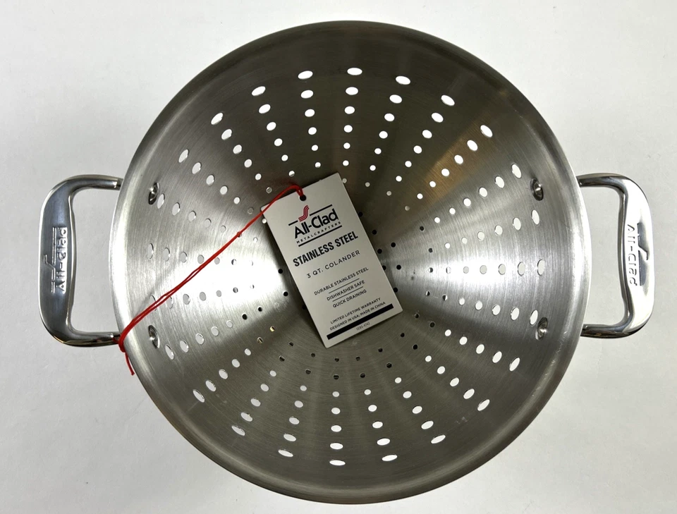 ALL-CLAD 3 Quart Colander 18/10 Stainless Steel Size M Quick Draining