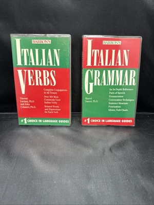 Barron’s Italian Verbs & Italian Grammar Language Guide Books - Image 1 of 4