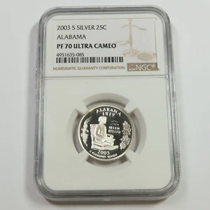 2003 S NGC PF70 UCAM PROOF - SILVER Alabama State Quarter Coin #53809B - Picture 1 of 4