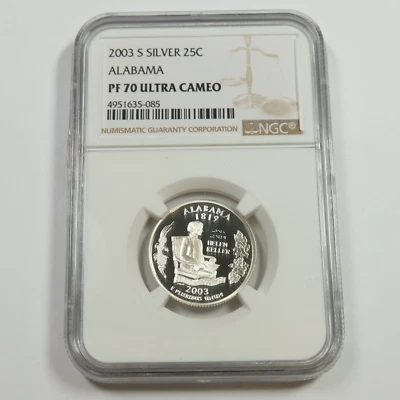 2003 S NGC PF70 UCAM PROOF - SILVER Alabama State Quarter Coin #53809B - Image 1 of 4