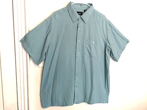 Haggar Mens Shirt XXL Blue Button Up Pockets Short Sleeve Academia Career Office - Picture 1 of 3