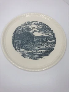 Currier & Ives 10 1/2” Cake Plate “Getting Ice” Rope Edge Pre-owned Nice! - Picture 1 of 5