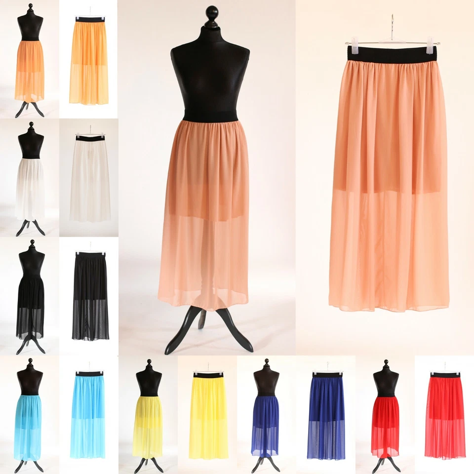 Chiffon Rock chiffon soft Sommerrock Lang Rock Strandrock Maxirock Neu De - Bild 1 von 2