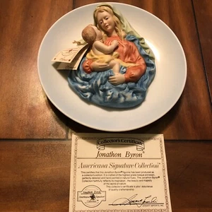 vintage jonathon byron’ mother & child handpainted porcelain plate - Picture 1 of 10