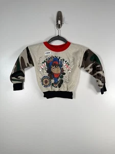 Vtg Property Of PCA Kids Boys Taz Mountain Pro Camo Fleece Sweatshirt Gray Sz 4T - Picture 1 of 11