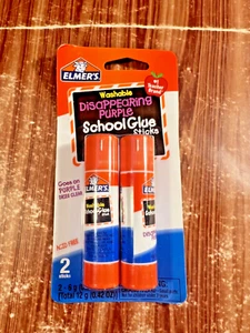 Elmer's Disappearing Purple Washable School Glue Sticks 2 Count School Art Kids - Picture 1 of 4