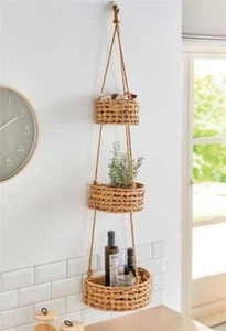 Hänge Etagere Wasserhyazinthe 3 Körbe, 90cm hoch, Gemüse Ampel Obst Korb - Bild 1 von 6