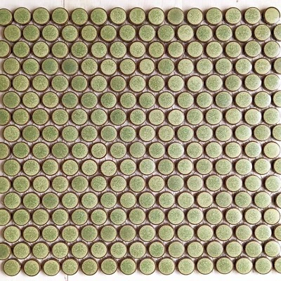 Rustic Green Penny Round Mosaic Tile For Wall & Floor  - Image 1 of 3