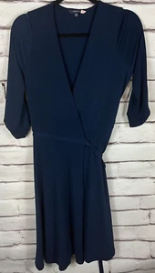 NWT Modcloth Women's Size M Blue Short Sleeve Wrap Dress - Picture 1 of 6