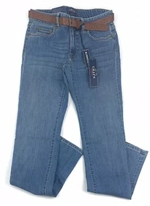 Chaps Denim Women's Belted Slimming Fit Straight Blue Jeans Sz 2 NWT - Picture 1 of 6