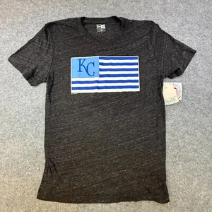 New Era Kansas City Royals T-Shirt Womens Large Tee Blue Gray Logo Top Flag - Picture 1 of 11