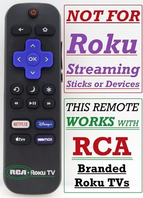 Pre-Owned RCA RWOSU7049 Roku TV Remote*NOT FOR ROKU STREAMING DEVICES*3226001227 - Image 1 of 3