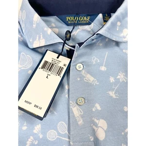 Polo Golf Ralph Lauren Hemd Blau Large mit Fahrradschlägern Palmen Preppy - Bild 1 von 12