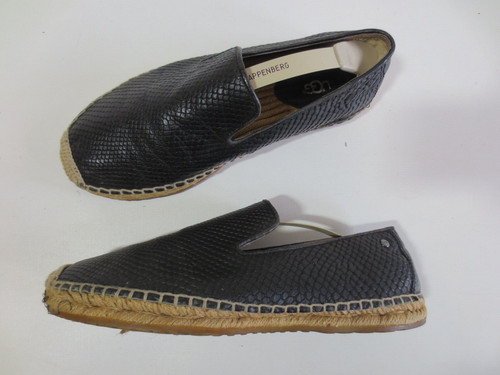 UGG Espadrillas Sandali Ciabatte 38 39 Nero Pelle Motivo Rettile 2n