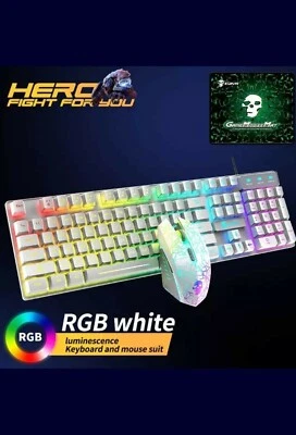 Rainbow Backlit Keyboard + Gaming Mouse + Mouse Pads - HEADSETS FREE BONUS - Image 1 of 4