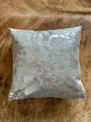 Silver Cowhide Pillow Cover Size: Square 20" x 20" Grey/Silver Pillow Cover - Image 1 of 4