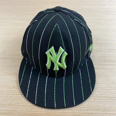 New Era New York Yankees Hat Mens 7-3/8 Fitted 58.7cm Black Green Lid Cap MLB - Image 1 of 4