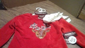 Girl Nannette Kids 2 Pc Christmas Tunic Top and Leggings Outfit + Scrunchie 4T - Picture 1 of 7