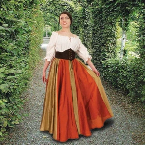 Renaissance Pinwheel Panel Skirt with Suede Corset Belt - Picture 1 of 4