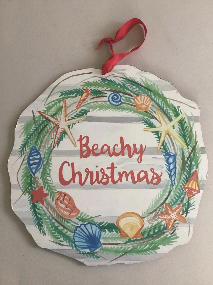 Placa de pared de Navidad con diseño de playa tropical pintado “playa Navidad” Foto 1 de 1
