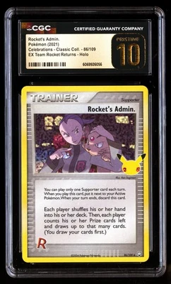 CGC 10 PRISTINE Rocket's Admin. 86/109 Pok�mon Celebrations Classic . 2021 Engli - Image 1 of 3